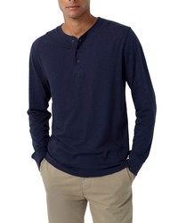 French Connection Long Sleeve Slub Henley In Marine Blue At Nordstrom
