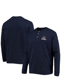 Dunbrooke Navy Chicago Bears Logo Maverick Thermal Henley Long Sleeve T Shirt