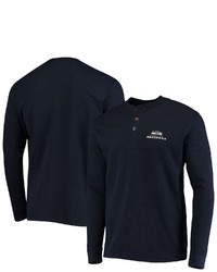 Dunbrooke Navy Seattle Seahawks Logo Maverick Thermal Henley Long Sleeve T Shirt