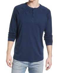 LIVE LIVE Raglan Sleeve Cotton Henley In Brooklyn Blue At Nordstrom