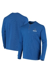 Dunbrooke Royal Indianapolis Colts Logo Maverick Thermal Henley Long Sleeve T Shirt