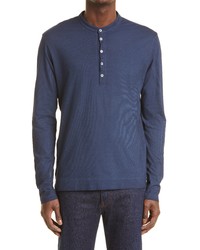 Massimo Alba Watercolor Long Sleeve Henley In Blue At Nordstrom