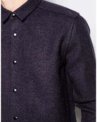 Asos Brand Harris Tweed Overshirt In Long Sleeve With Pockets