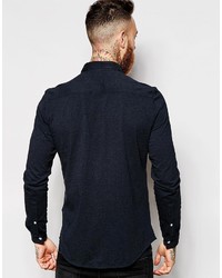 Asos Brand Jersey Shirt In Long Sleeve In Regular Fit