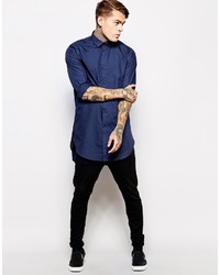 Asos Brand Smart Shirt In Longline With Long Sleeves