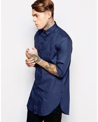 Asos Brand Smart Shirt In Longline With Long Sleeves