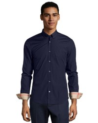 Burberry Brit Navy Cotton Fred Button Down Long Sleeve Shirt