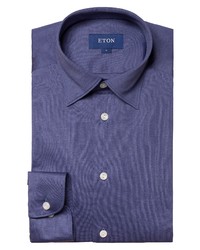 Eton Contemporary Fit Heathered Knit Button Up Shirt
