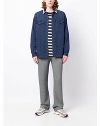 White Mountaineering Contrast Collar Long Sleeved Shirt