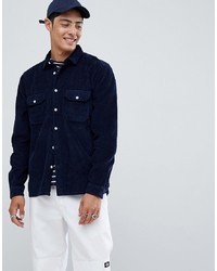 ASOS DESIGN Cord Overshirt In Navy