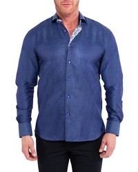 Maceoo Einstein Classic Dot Blue Contemporary Fit Button Up Shirt