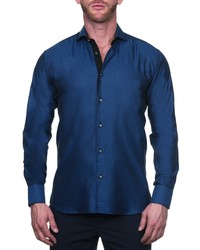 Maceoo Einstein Regular Fit Arrowhead Blue Button Up Shirt