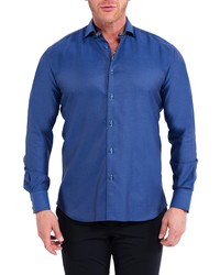 Maceoo Einstein Scale Blue Contemporary Fit Button Up Shirt