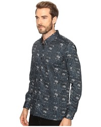7 Diamonds Etched Out Long Sleeve Shirt Long Sleeve Button Up