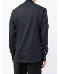 Giorgio Armani Logo Patch Zip Up Shirt