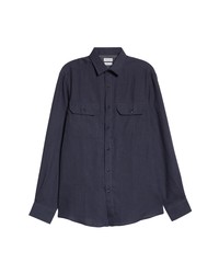 Brunello Cucinelli Loose Fit Blue Canapa Button Up Shirt In C531 Blue At Nordstrom