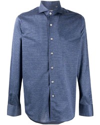 Canali Micro Houndstooth Collared Shirt