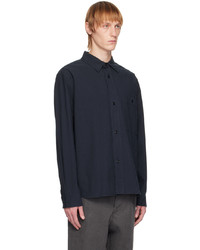 Mhl By Margaret Howell Navy Brushed Shirt