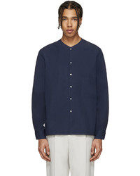 Lemaire Navy Collarless Shirt