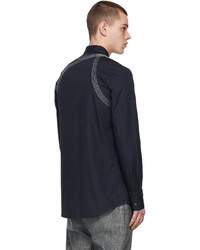Alexander McQueen Navy Contrast Stitch Harness Shirt