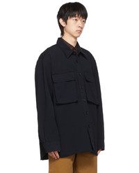 Dries Van Noten Navy Cotton Gabardine Shirt