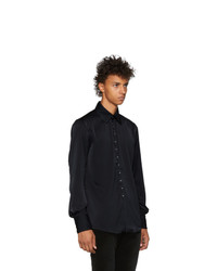 Kozaburo Navy Scalloped Slim Shirt