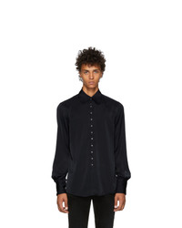 Kozaburo Navy Scalloped Slim Shirt