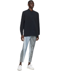 Homme Plissé Issey Miyake Navy Stretch Shirt