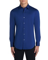 Bugatchi Ooohcotton Tech Solid Knit Button Up Shirt In Night Blue At Nordstrom