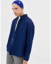 Collusion Oversized Oxford Shirt In Navy