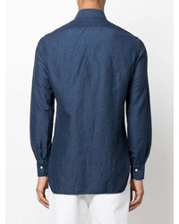 Kiton Patterned Jacquard Cotton Blend Shirt