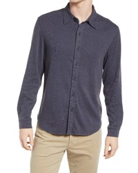 The Normal Brand Puremeso Acid Wash Knit Button Up Shirt In Normal Navy At Nordstrom