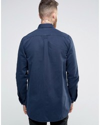 Asos Regular Fit Heavyweight Overshirt With Pockets In Navy