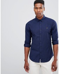 Farah S Slim Fit Textured Shirt In Blue