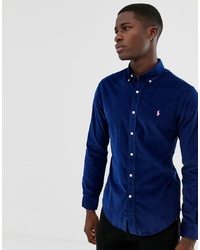 Polo Ralph Lauren Slim Fit Cord Shirt With Collar In Navy