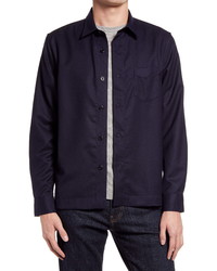 Officine Generale Solid Wool Flannel Button Up Shirt