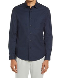 Open Edit Stretch Cotton Button Up Shirt In Navy Eclipse At Nordstrom