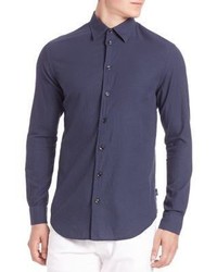 Armani Collezioni Textured Cotton Button Down Shirt