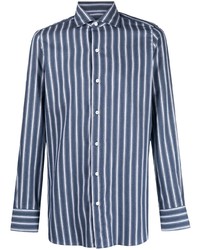 Finamore 1925 Napoli Vertical Stripe Spread Collar Shirt