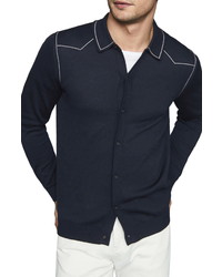 Reiss Wayne Slim Fit Western Knit Button Up Shirt