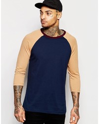 Asos 34 Sleeve T Shirt With Contrast Raglan Sleeves With Contrast Neck Trim