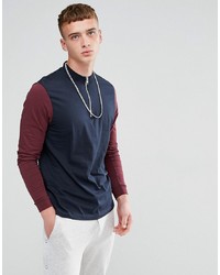 ASOS DESIGN Asos Relaxed Contrast Long Sleeve T Shirt With Zip Turtle Neck