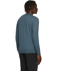Loro Piana Blue Wool Long Sleeve T Shirt