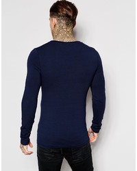 Asos Brand Extreme Fitted Fit Long Sleeve T Shirt With Scoop Neck And Stretch