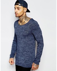 Asos Brand Extreme Muscle Long Sleeve T Shirt With Space Dye And Boat Neck