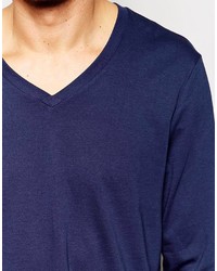 Asos Brand Long Sleeve T Shirt With V Neck