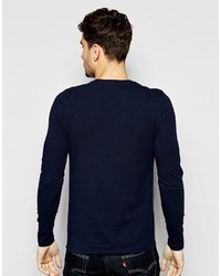 Asos Brand Muscle Long Sleeve T Shirt With Faux Suede Pocket