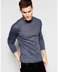 Asos Brand Rib Extreme Muscle Long Sleeve T Shirt With Turtleneck In Navy