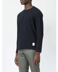 Thom Browne Center Back Stripe Relaxed Fit Long Sleeve Pique Tee