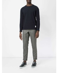 Thom Browne Center Back Stripe Relaxed Fit Long Sleeve Pique Tee